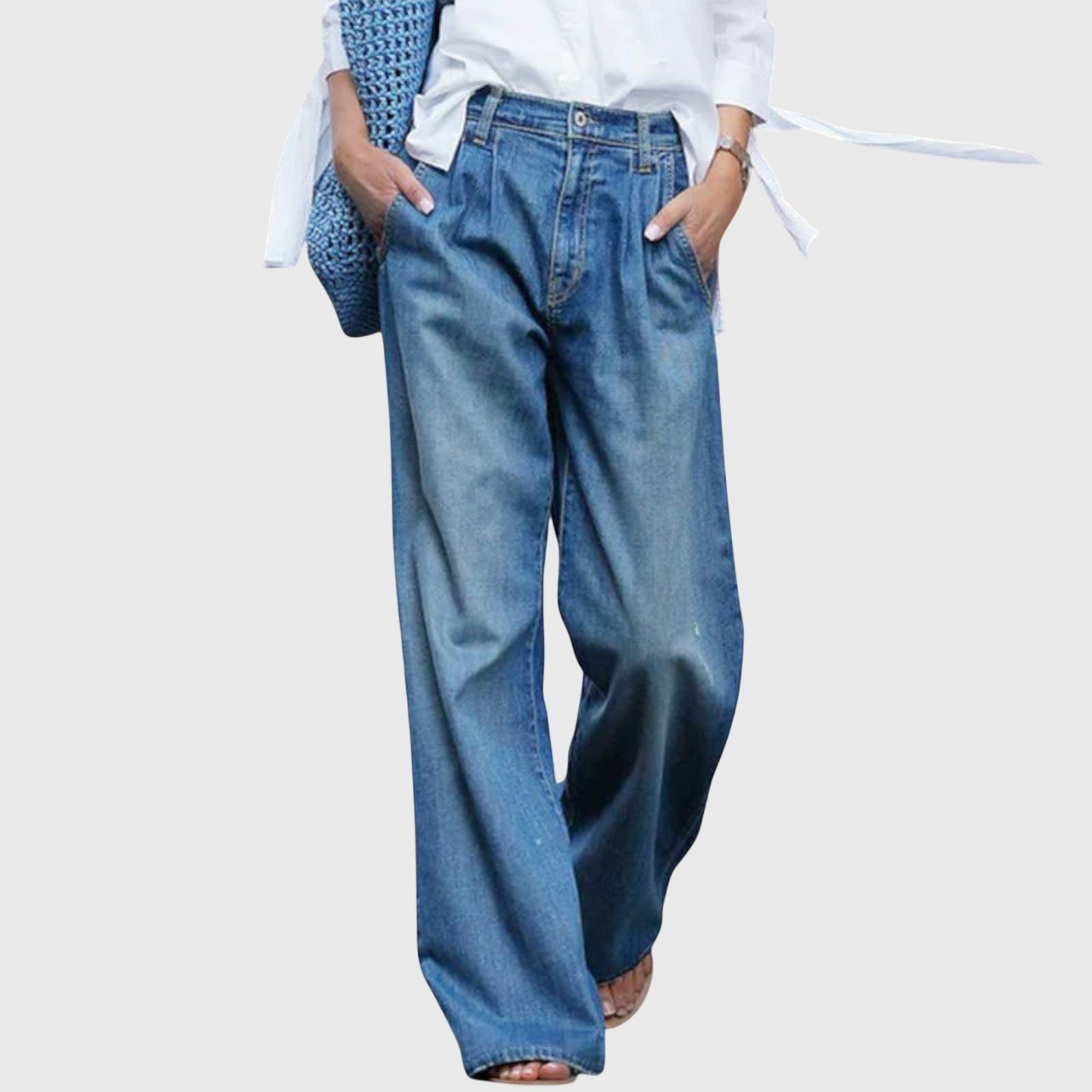 Women's High-Waisted Wide-Leg Jeans - Blue