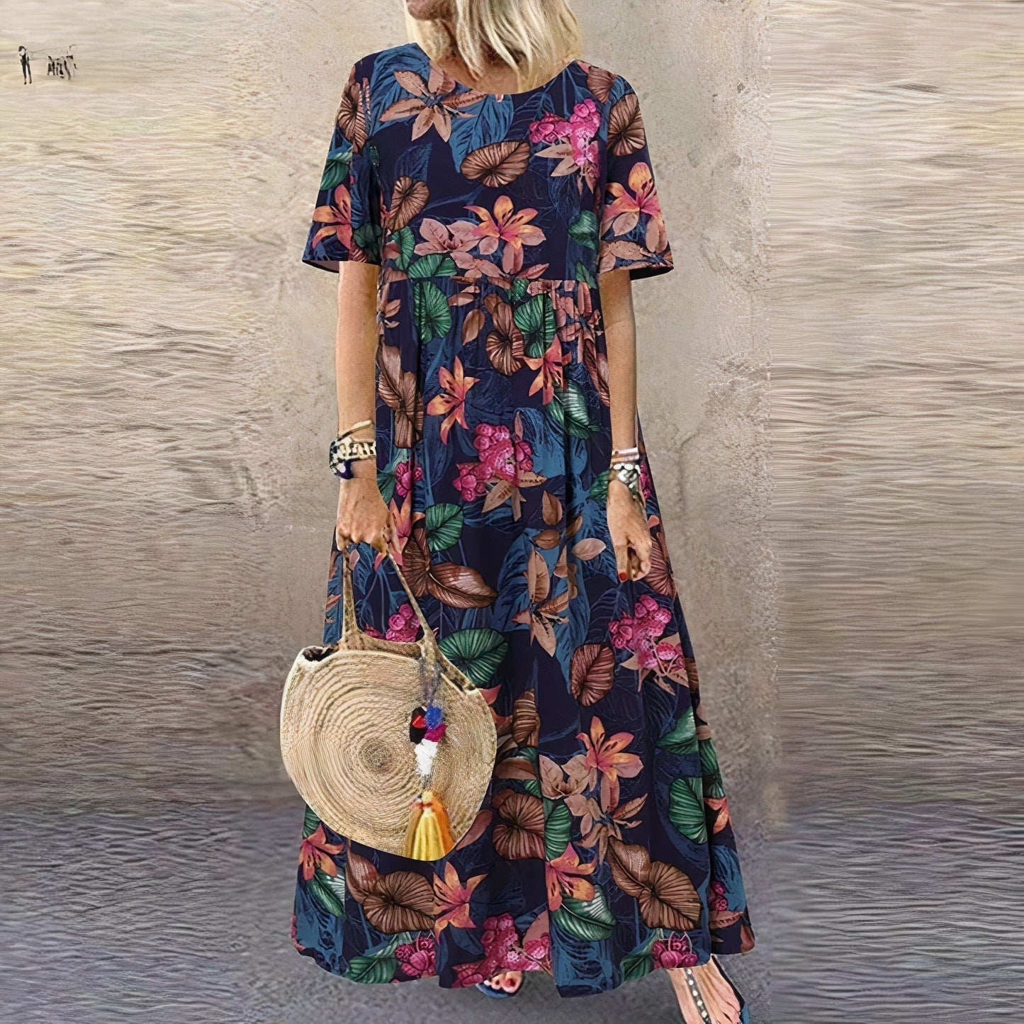 Floral Summer Maxi Dress - Blue