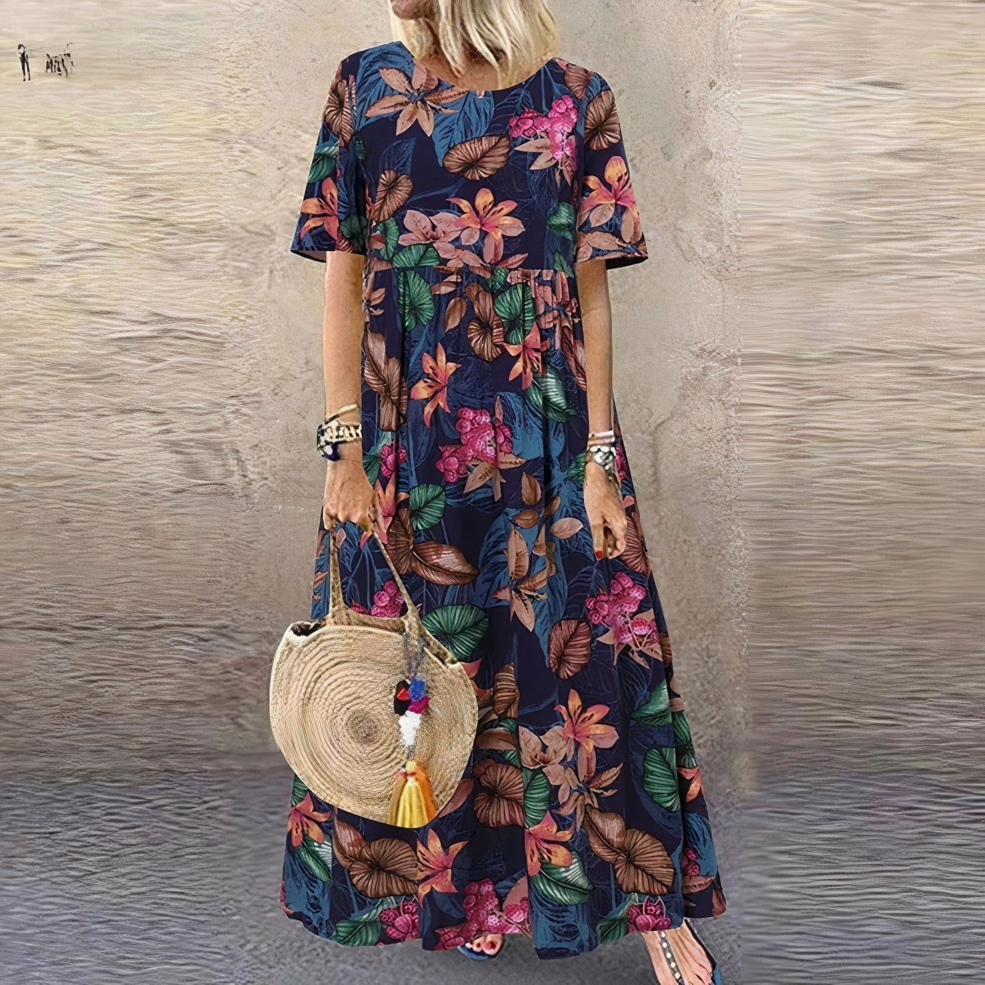 Floral Summer Maxi Dress - Blue