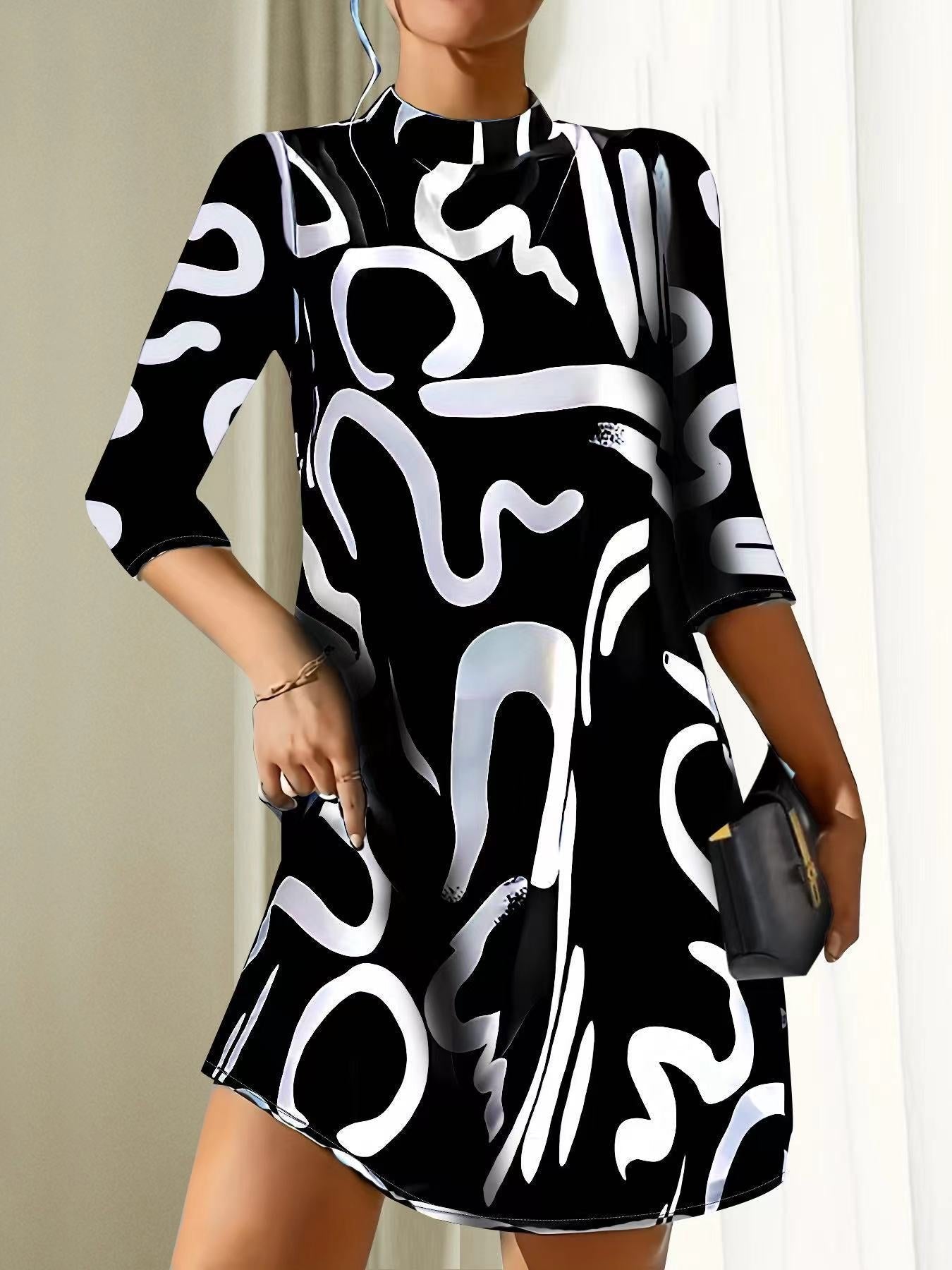 Women's Mini Shift Dress - Black