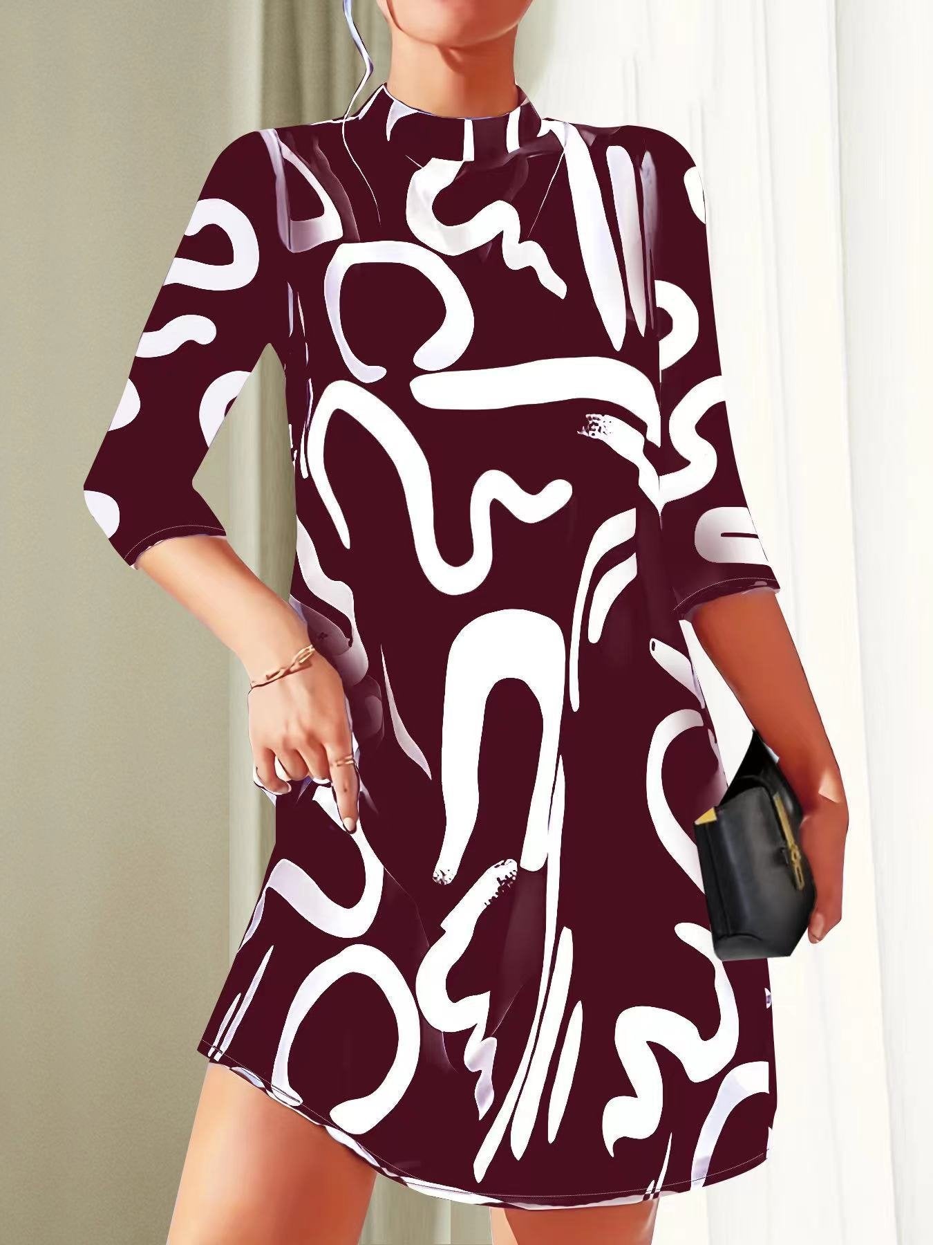 Women's Mini Shift Dress - Claret