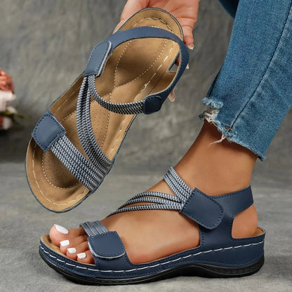 Floral Wedge Slide Sandals - Blue