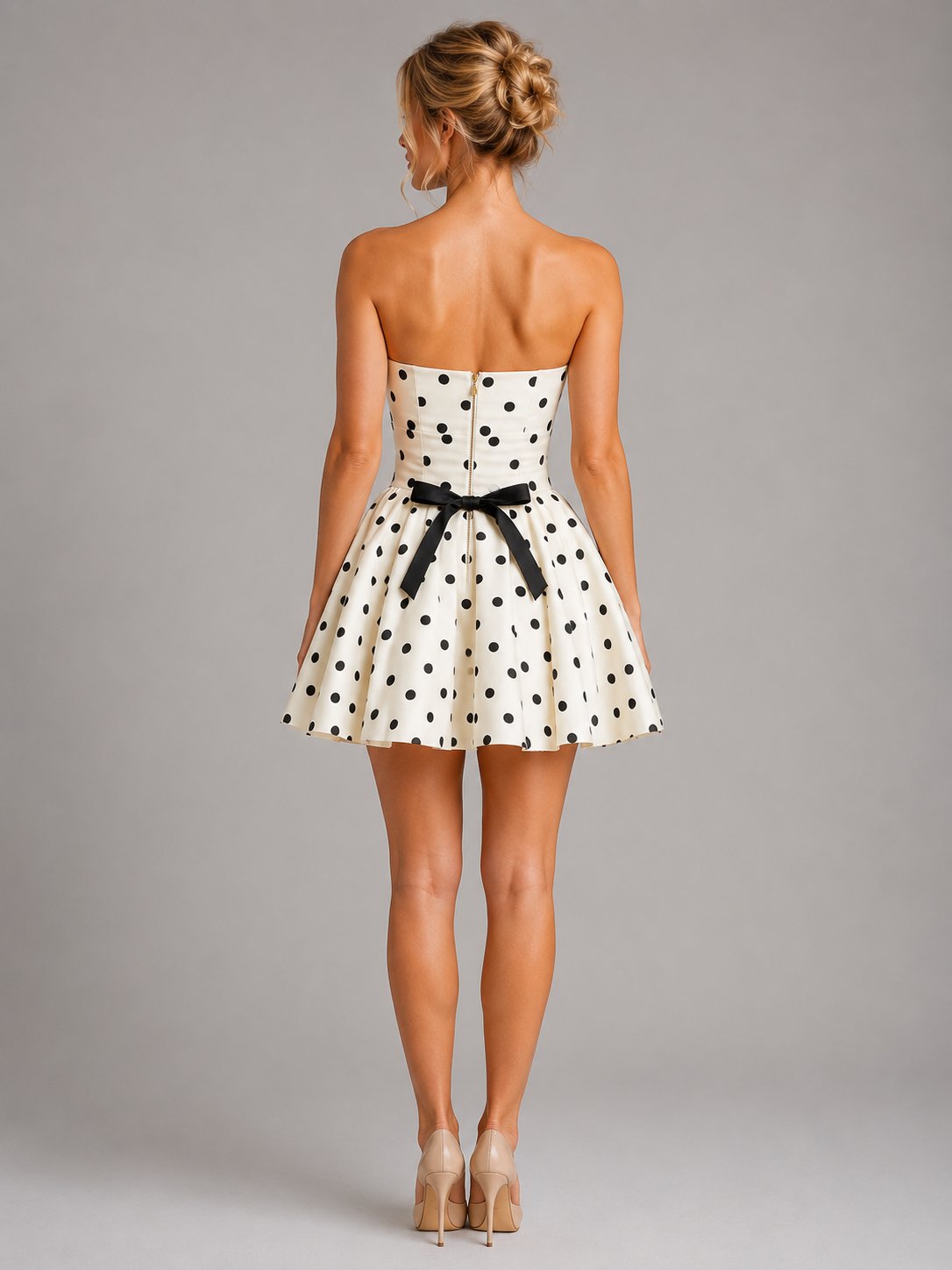 Women's Polka Dot Strapless Mini Dress