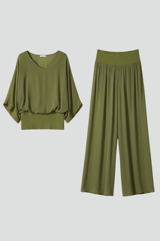 Wide Leg Pants Two Piece Set