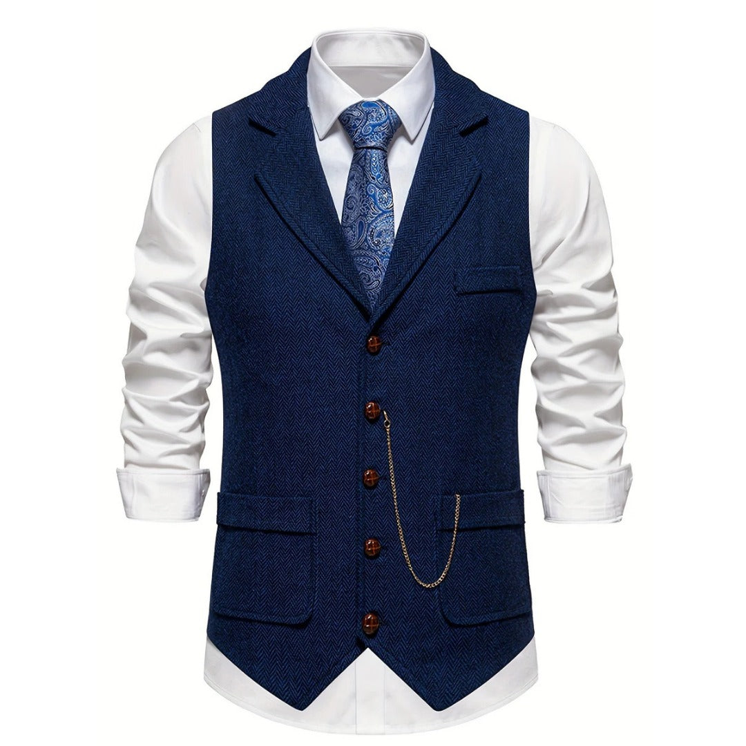 Slim Fit Suit Vest - Navy Blue