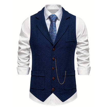 Slim Fit Suit Vest - Navy Blue