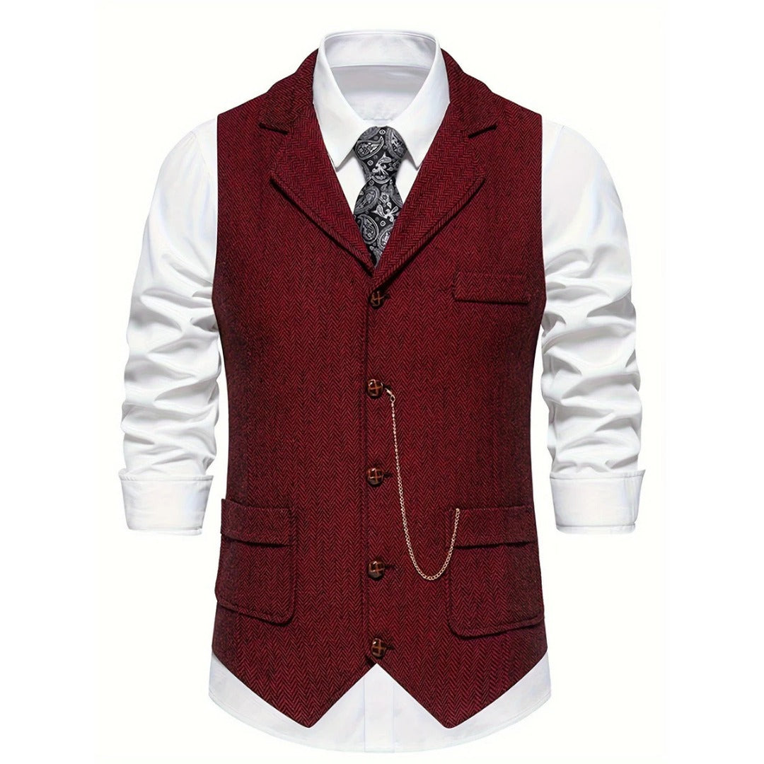 Slim Fit Suit Vest - Dark Red