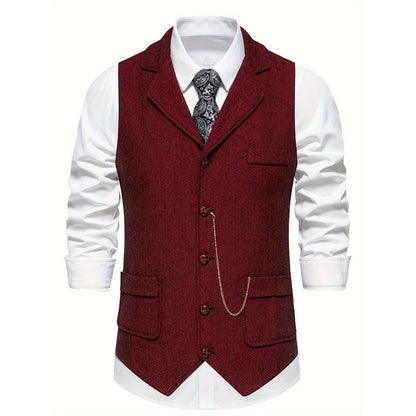 Slim Fit Suit Vest - Dark Red
