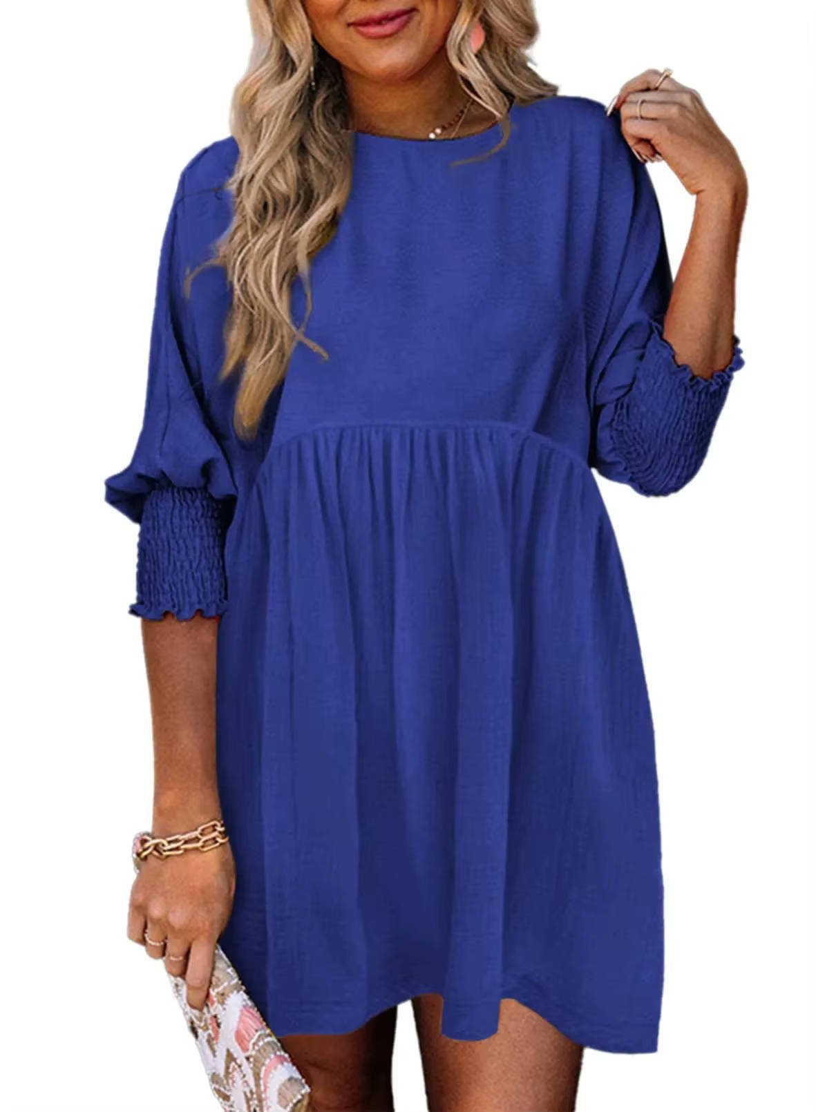 Women's Babydoll Mini Dress - Dark Blue