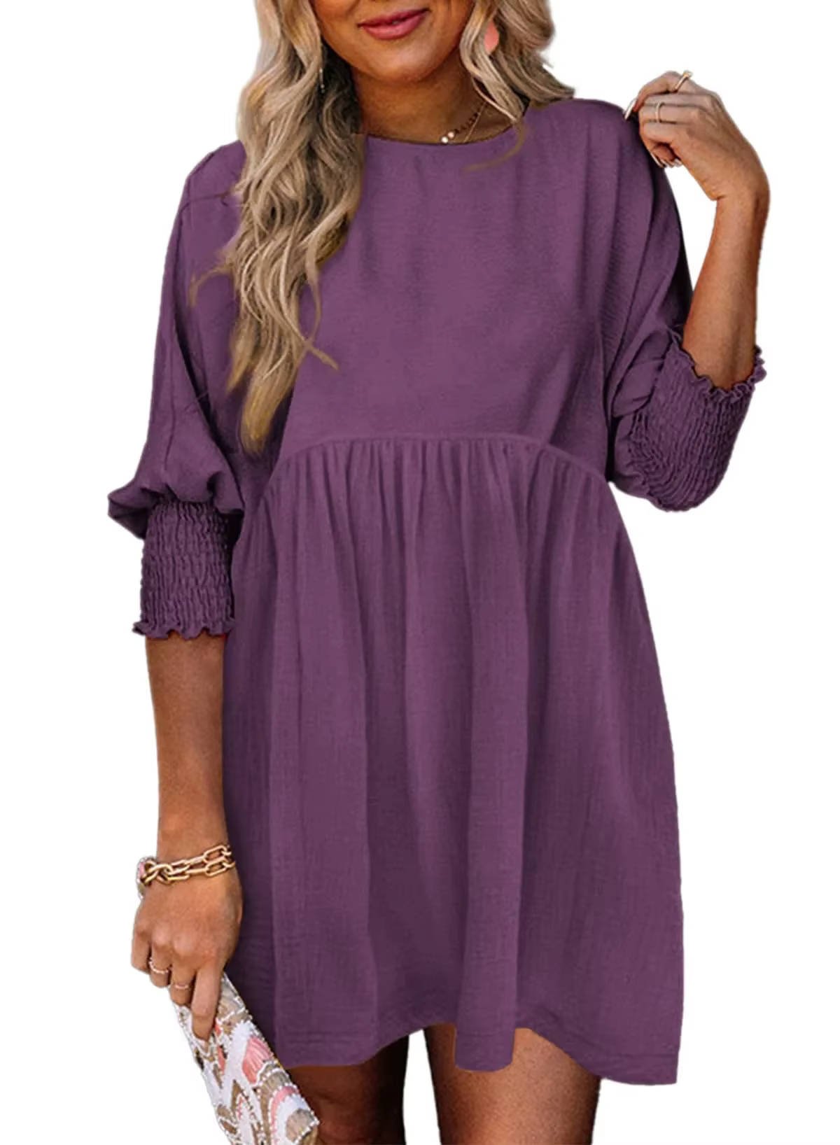 Women's Babydoll Mini Dress - Purple