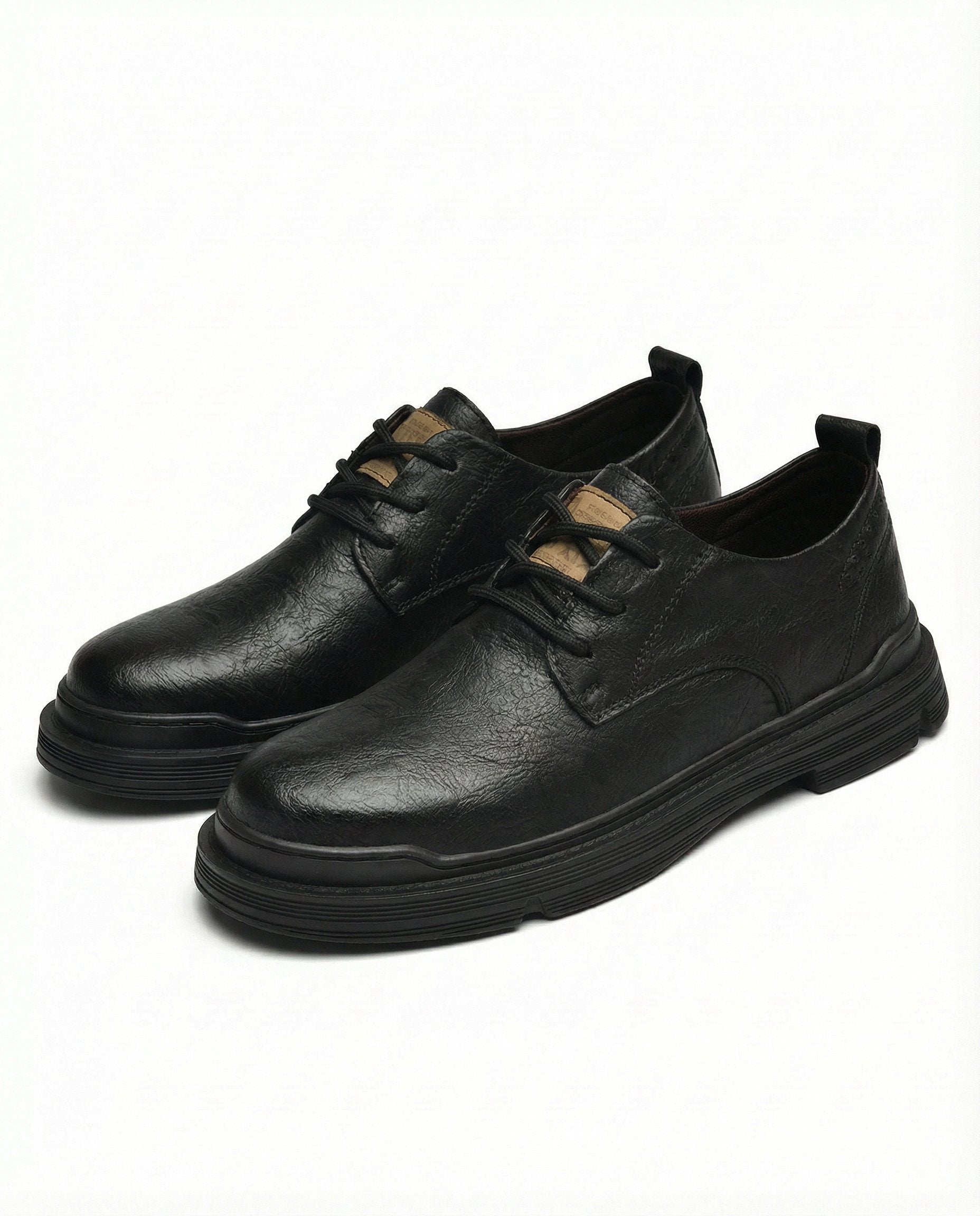 Men's Faux Leather Derby Shoes - Black