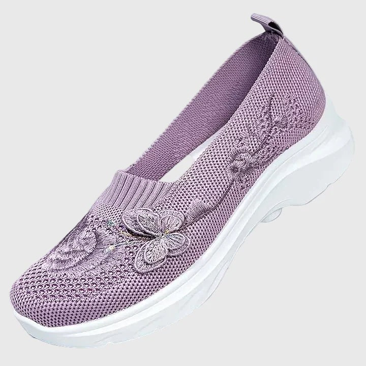 Butterfly Embroidered Sneakers - Purple