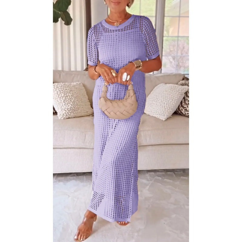 Crochet Maxi Dress - Purple