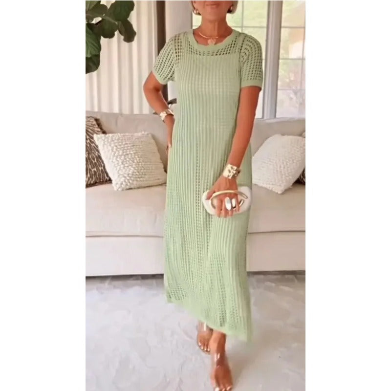 Crochet Maxi Dress - Light Green
