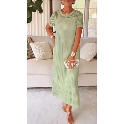 Crochet Maxi Dress - Light Green