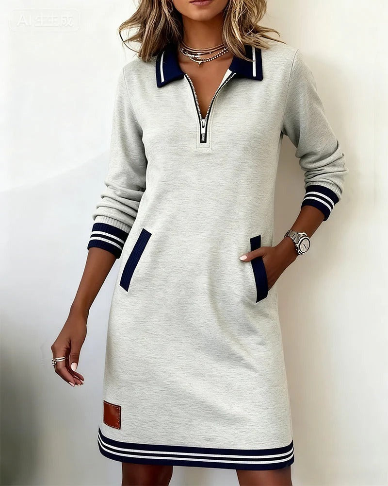 Long Sleeve Sweater Dress - Gray