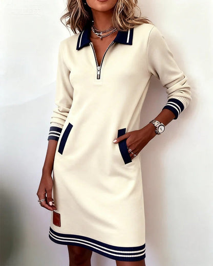Long Sleeve Sweater Dress - White