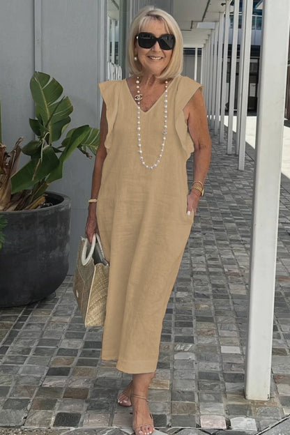 Sleeveless Summer Dress - Khaki