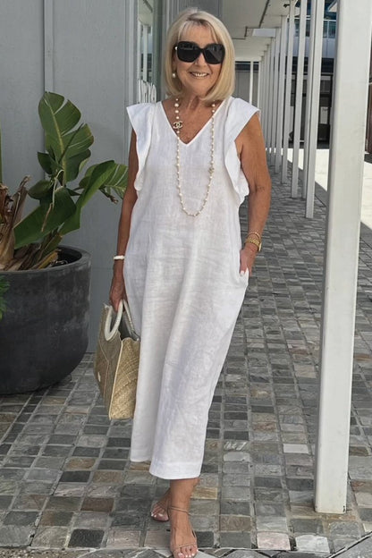 Sleeveless Summer Dress - White