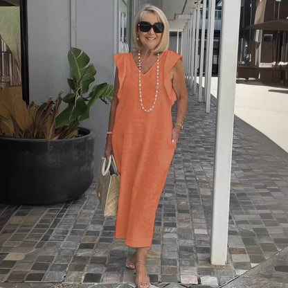 Sleeveless Summer Dress - Orange
