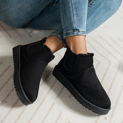Faux Fur Chelsea Boots - Black
