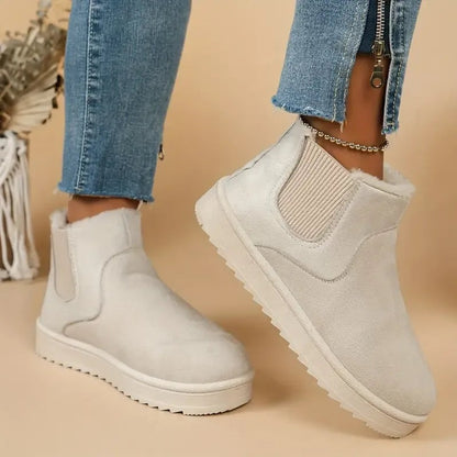 Faux Fur Chelsea Boots - White