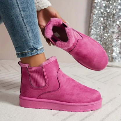 Faux Fur Chelsea Boots - Pink