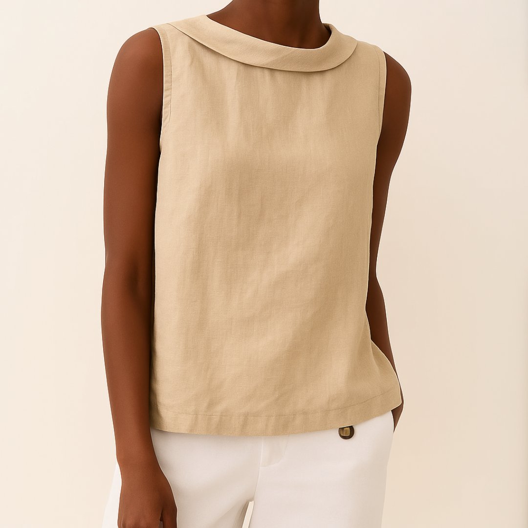 Women's Sleeveless Blouse - Beige