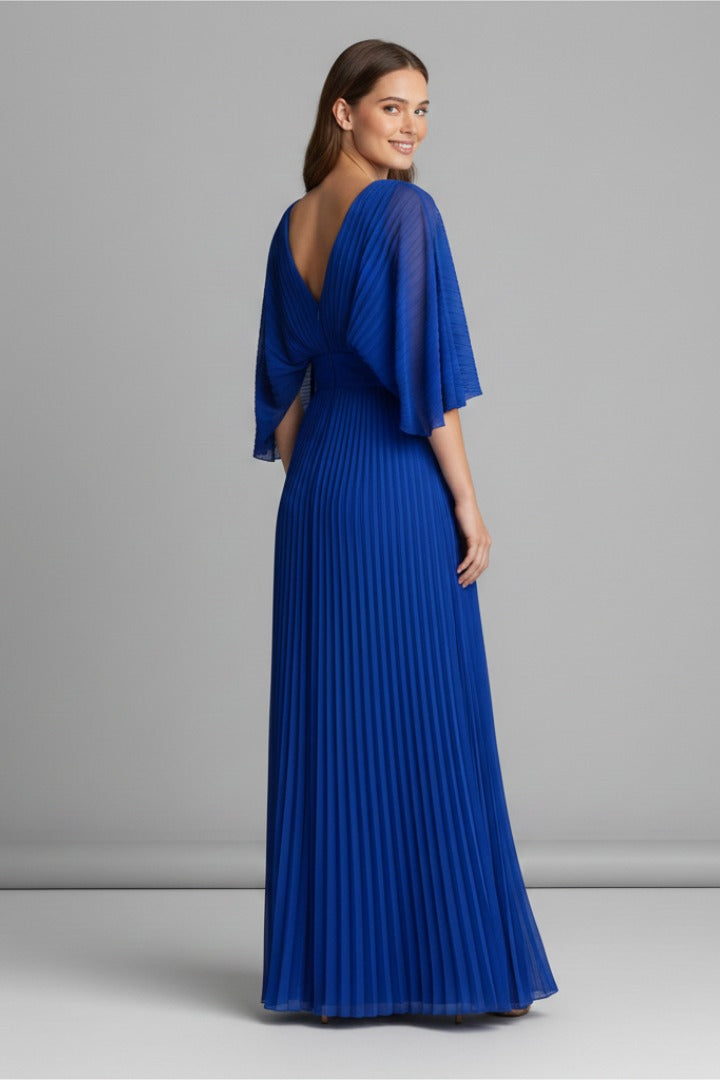 Pleated Kimono Sleeve Maxi Dress