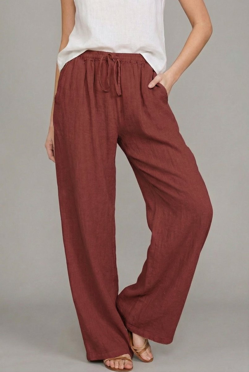 Women's Wide-Leg Pants - Wine Red
