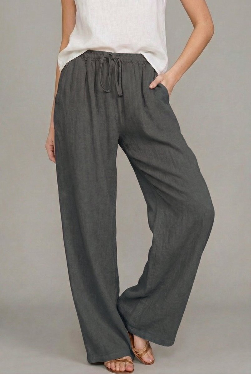 Women's Wide-Leg Pants - Dark Gray