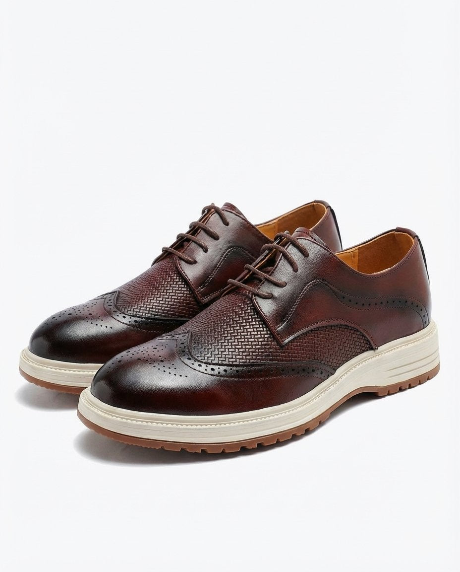 Men's Wingtip Brogue Derby Shoes - Dark Brown
