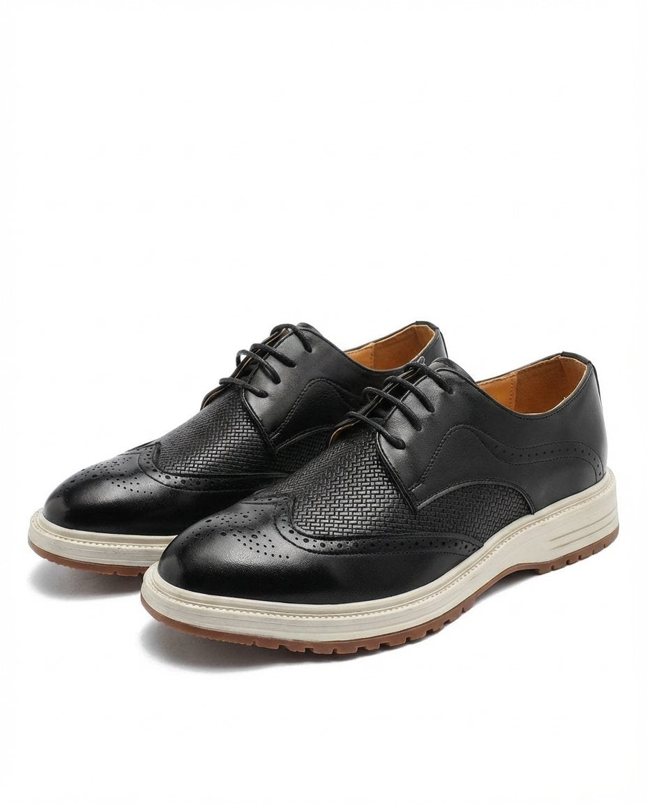 Men's Wingtip Brogue Derby Shoes - Black