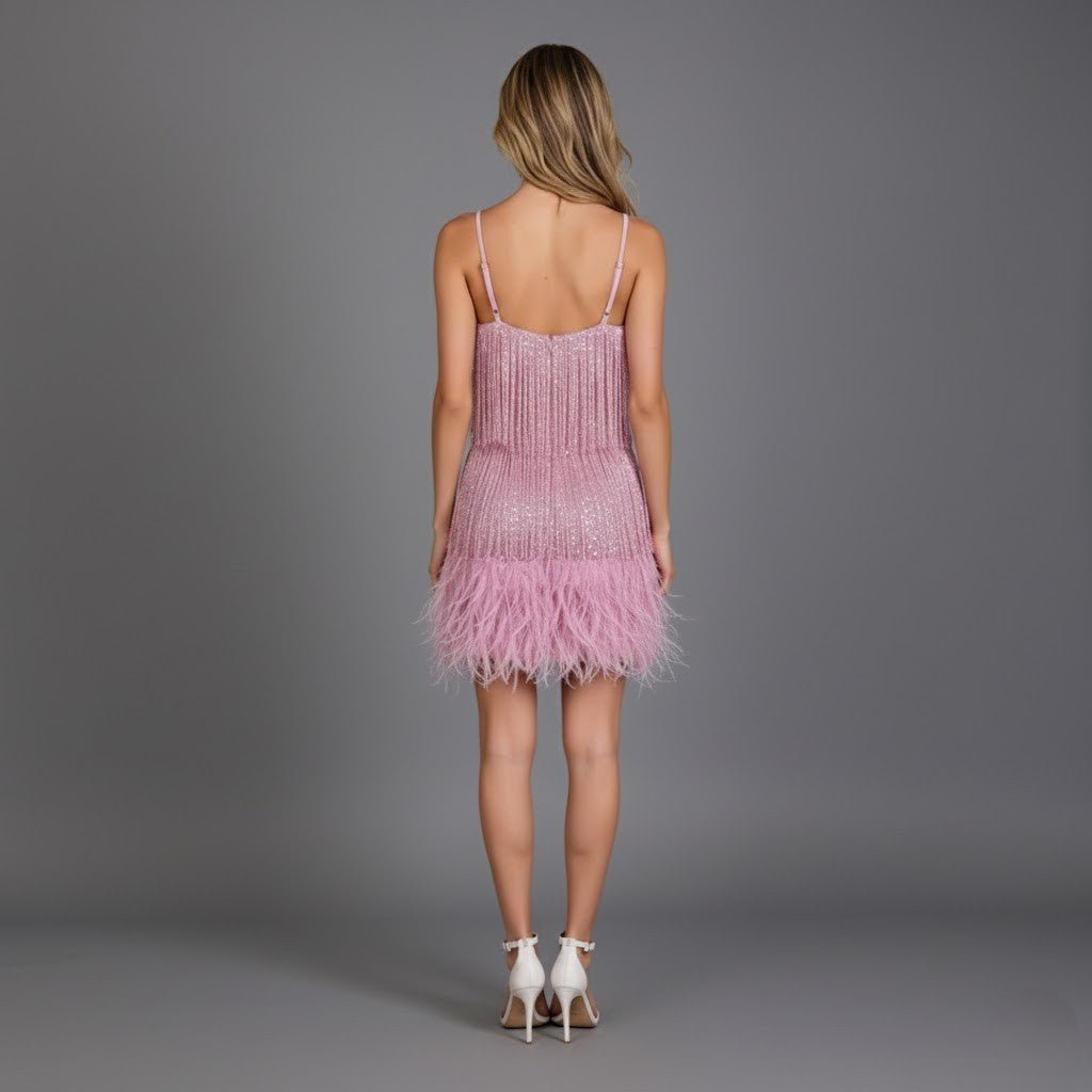 Women's Beaded Fringe Mini Dress