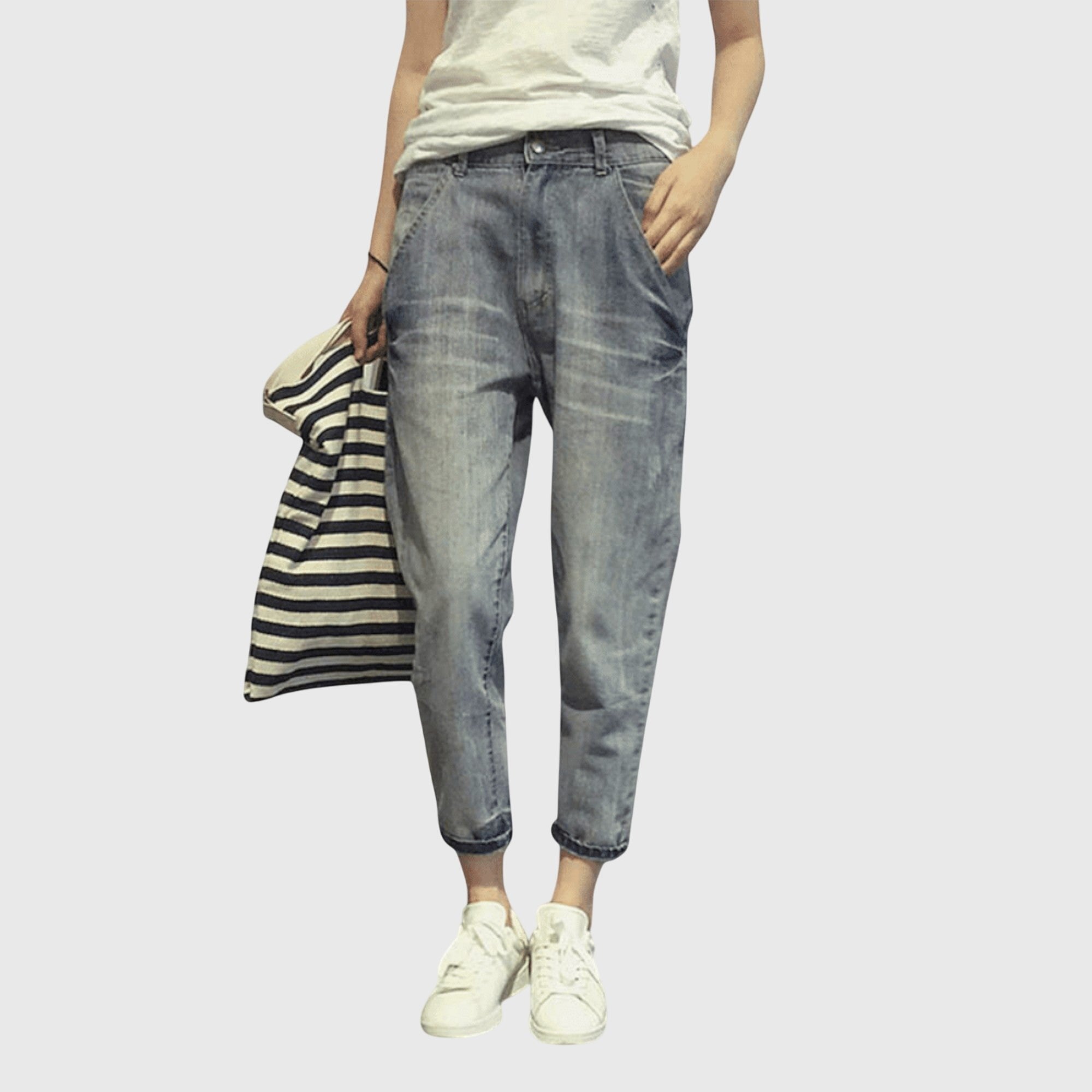 Unisex Cropped Harem Jeans