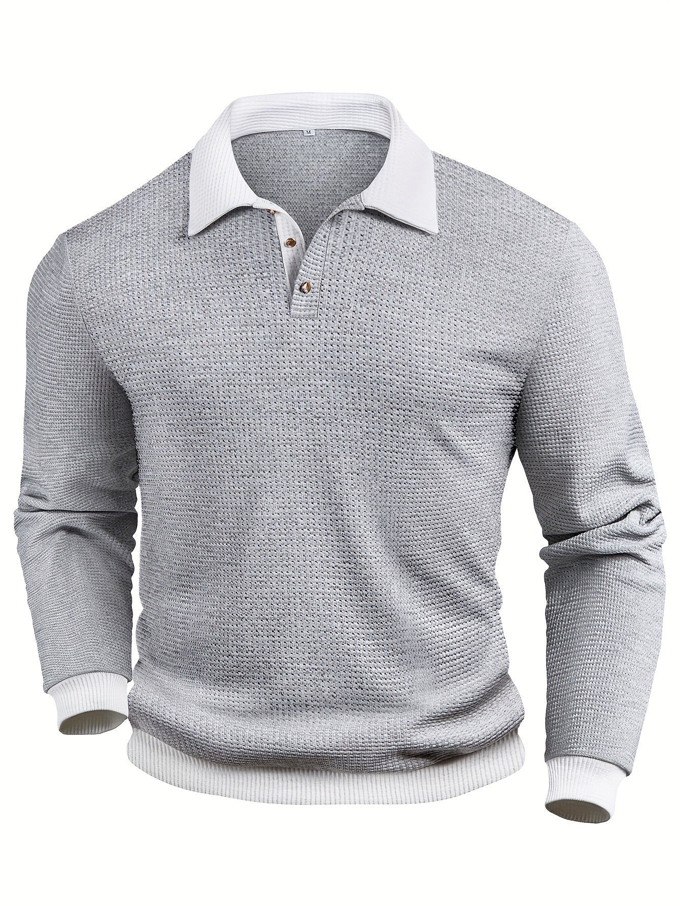 Men's Waffle Knit Long-Sleeve Polo