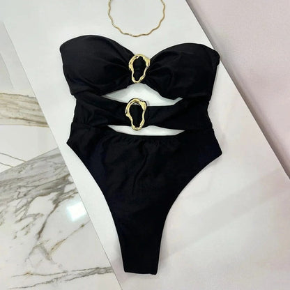 Strapless One Piece Swimsuit - Black