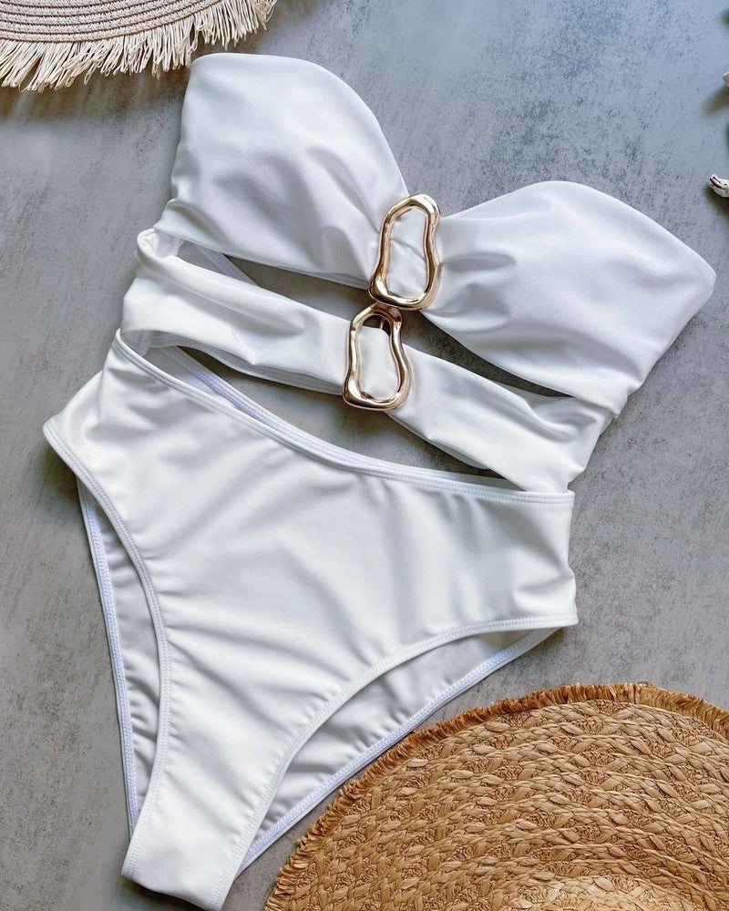 Strapless One Piece Swimsuit - White