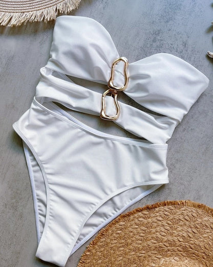 Strapless One Piece Swimsuit - White