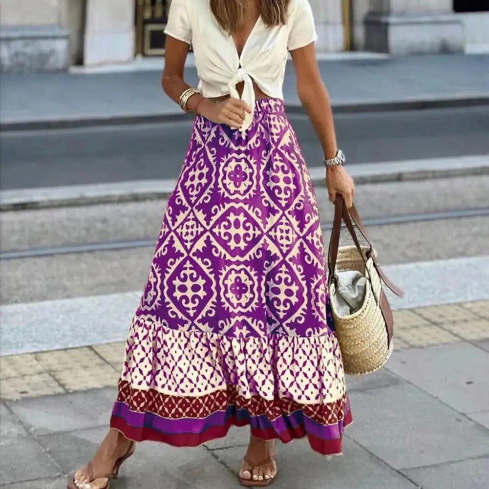 Women's Boho Maxi Skirt - Purple