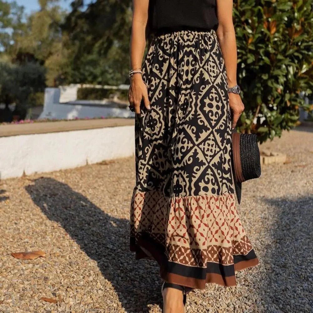 Women's Boho Maxi Skirt - Black