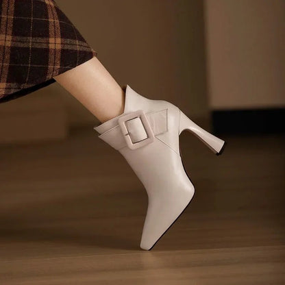 Stiletto Ankle Boots - Beige