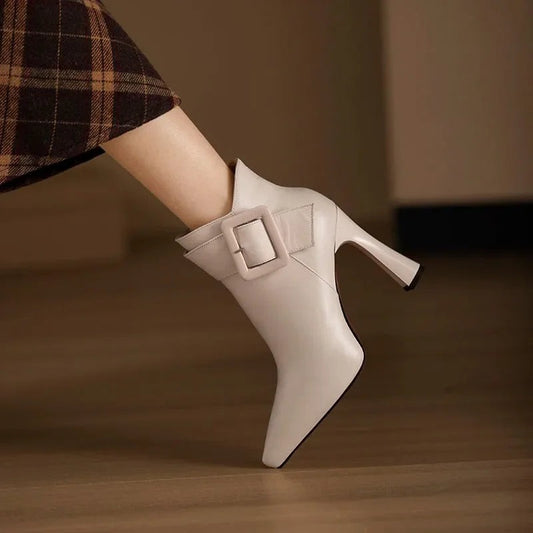 Stiletto Ankle Boots - Beige