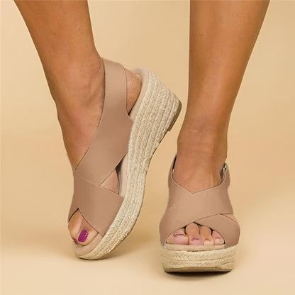 Espadrille Wedge Sandals - Brown
