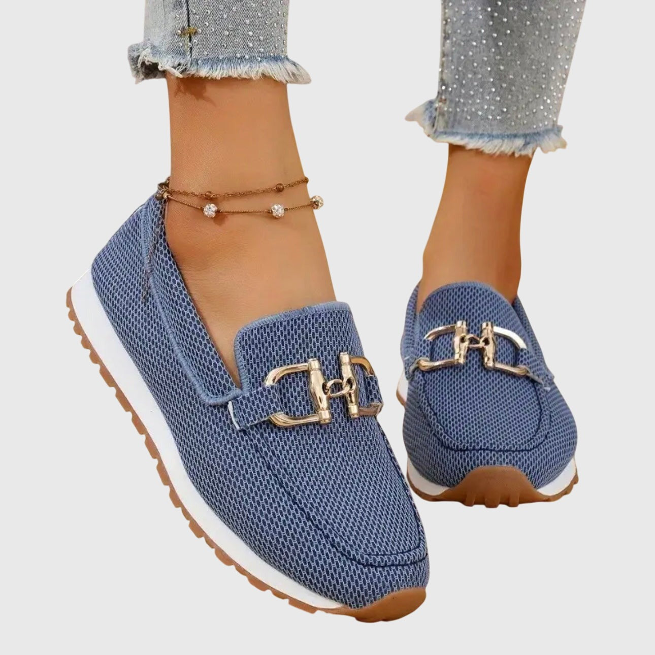 Knit Platform Loafers - Blue