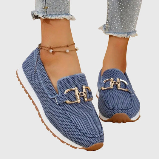 Knit Platform Loafers - Blue