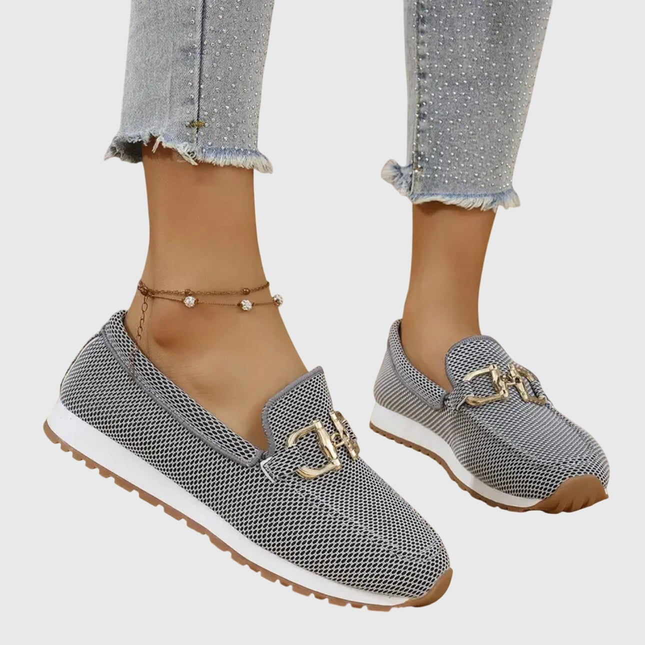 Knit Platform Loafers - Gray