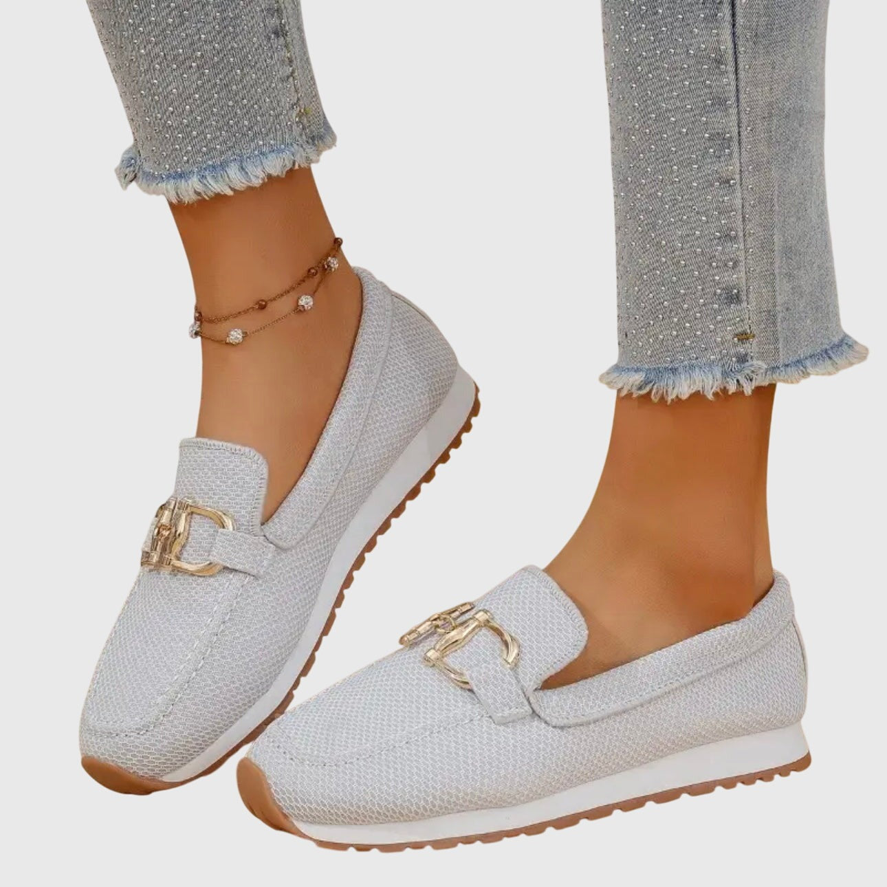 Knit Platform Loafers - White