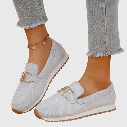 Knit Platform Loafers - White