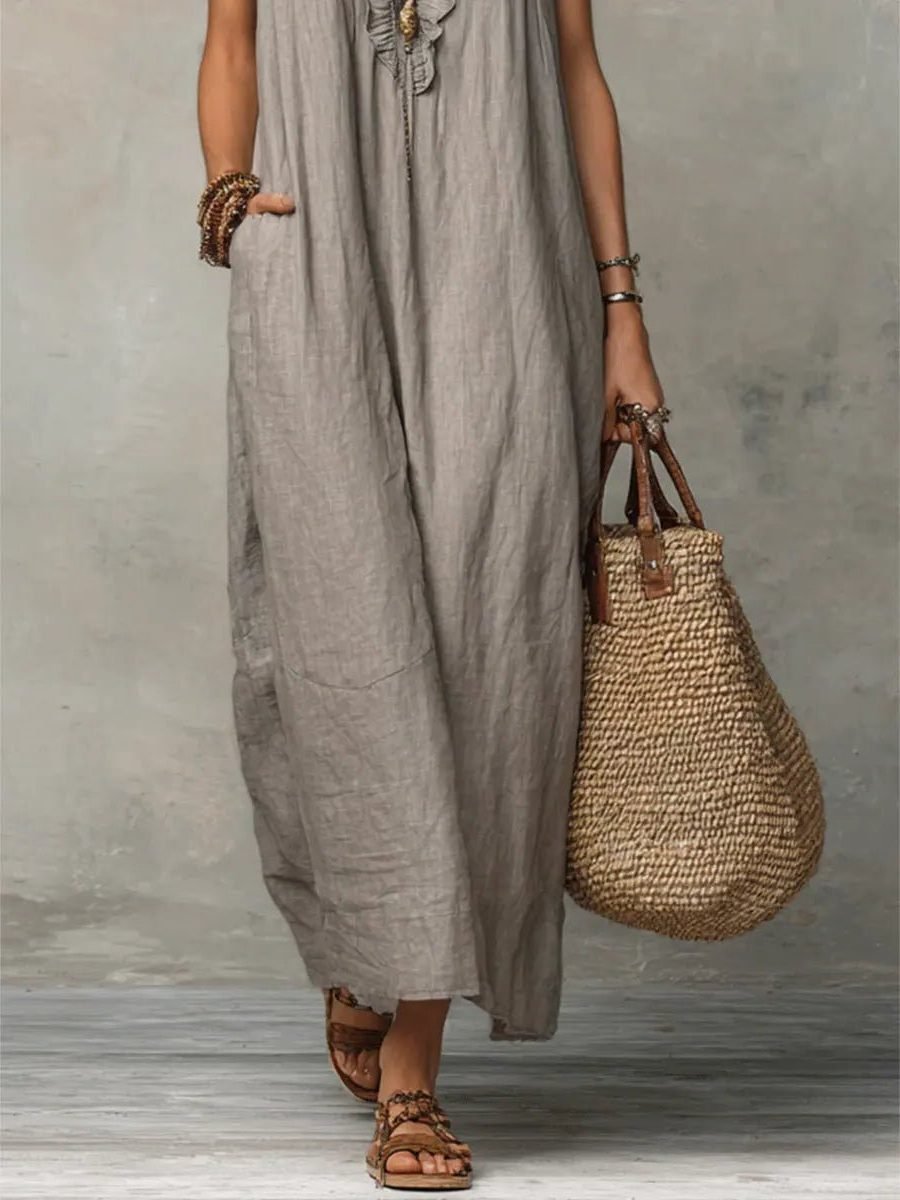 Women's Flowy V-Neck Maxi Dress